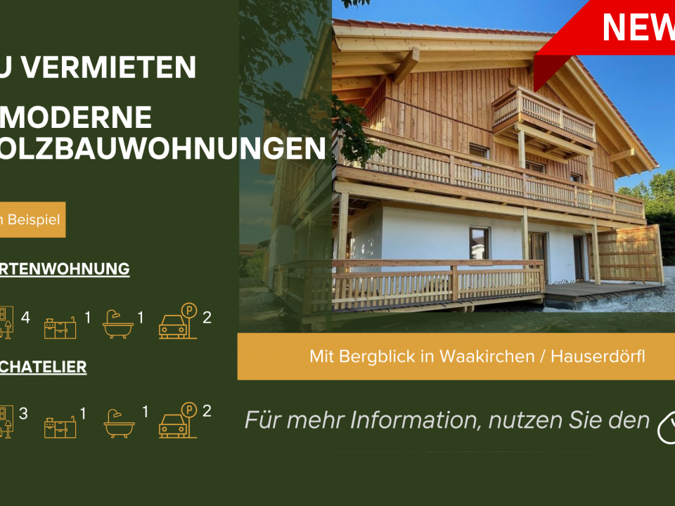 Holzbau Wohnungen zu vermieten.